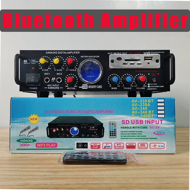 

80W*2pcs Home Amplifier 12V220V Audio Bluetooth AV Amplifiers Professional 2 Channels car amplifier HiFi Digital Remote Control