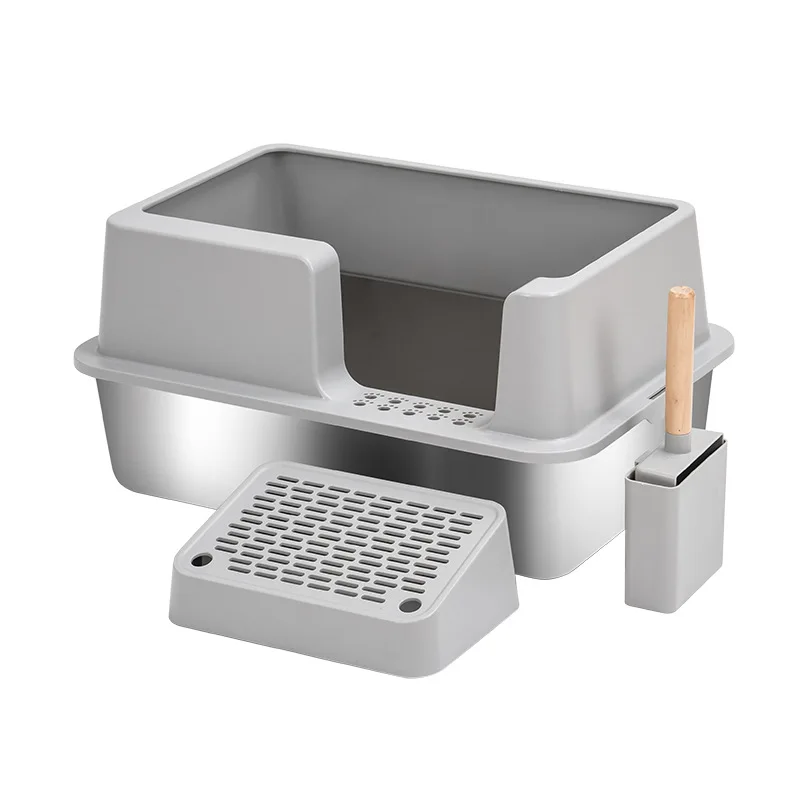 

&c OEM Extra Large Cat Litter Tray with Scoop Scatter Shield Sturdy 20L Open Air Litter Pan Easy-to-Clean Inner Space Accessory