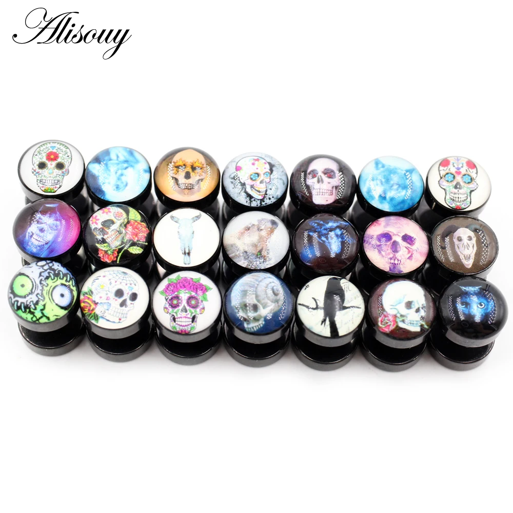 Alisouy 2PC Punk Stainless Steel Stud Earrings Men Women Gothic Rockets Cool Prevent Allergy Black Color Puncture Earring