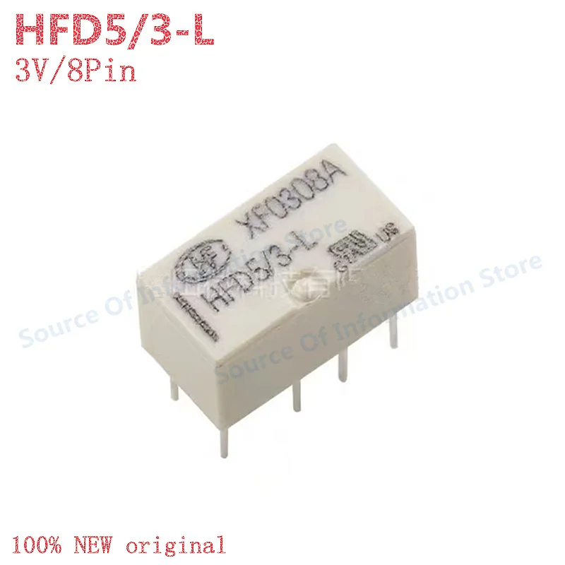 5 قطعة HFD5/3-L 3 فولت مرحل إشارة مصغر 8-Pin 2A ملف واحد عقد مغناطيسي للإلكترونيات