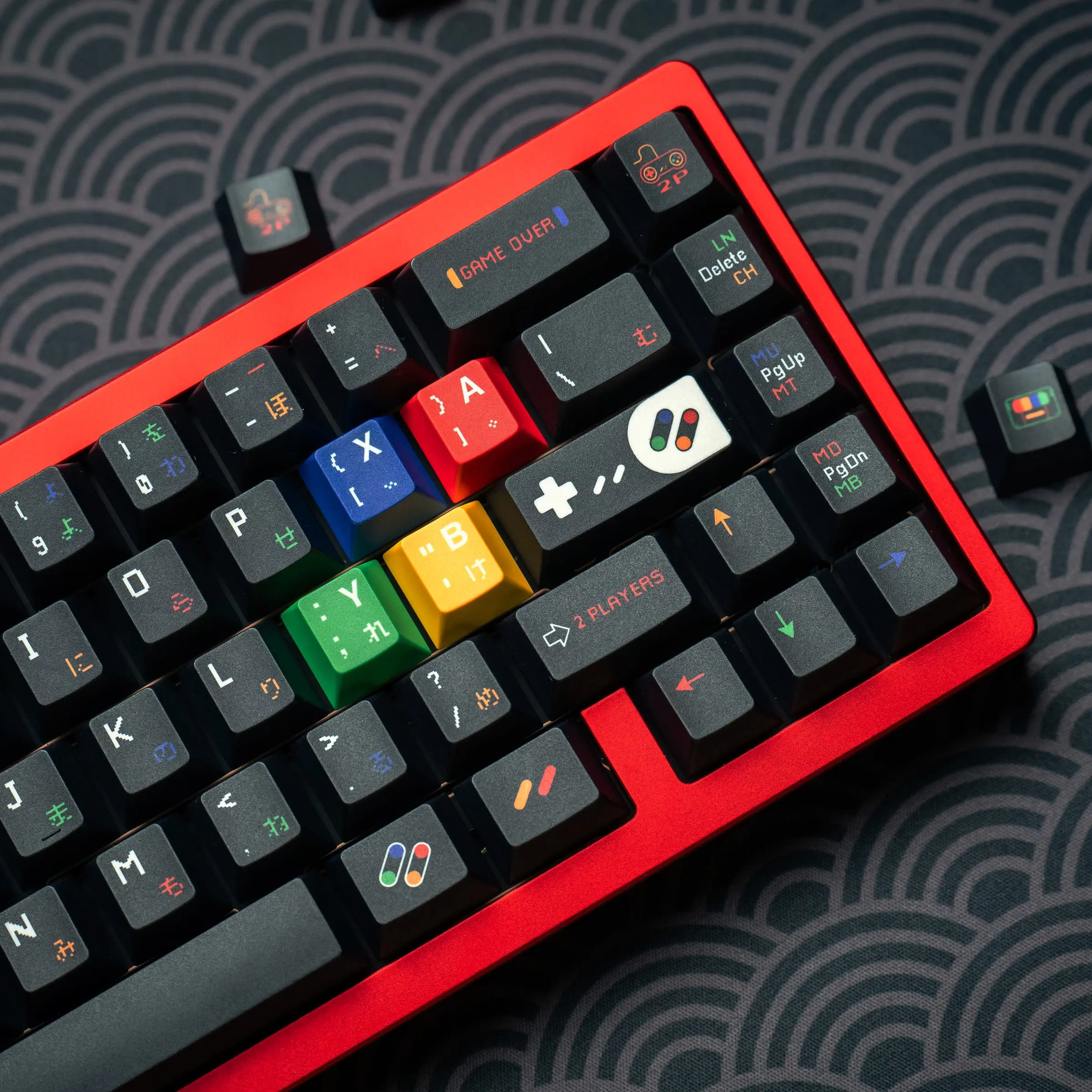 Playful Black Theme PBT Keycaps 5-Sided Dye-Sublimation Cherry Profile Custom Full Keycap Set for Mechanical Keyboards