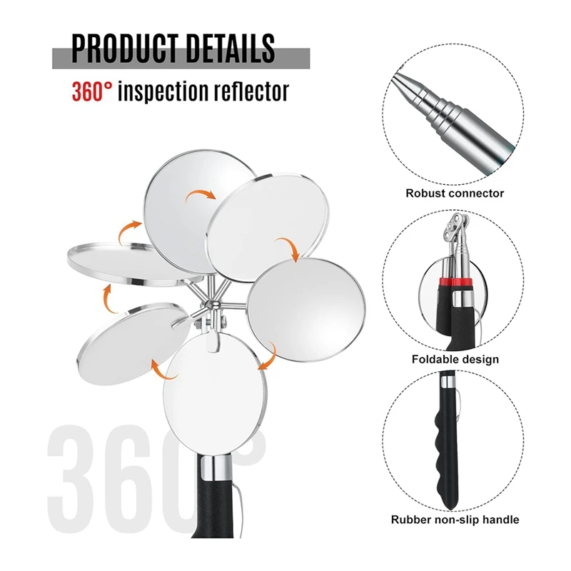 Telescopic Inspectionmirror, 30-Inch Mechanicalmirror Tool, Retractable Vehicle Under Inspectionmirror Repair Tool Spare Parts