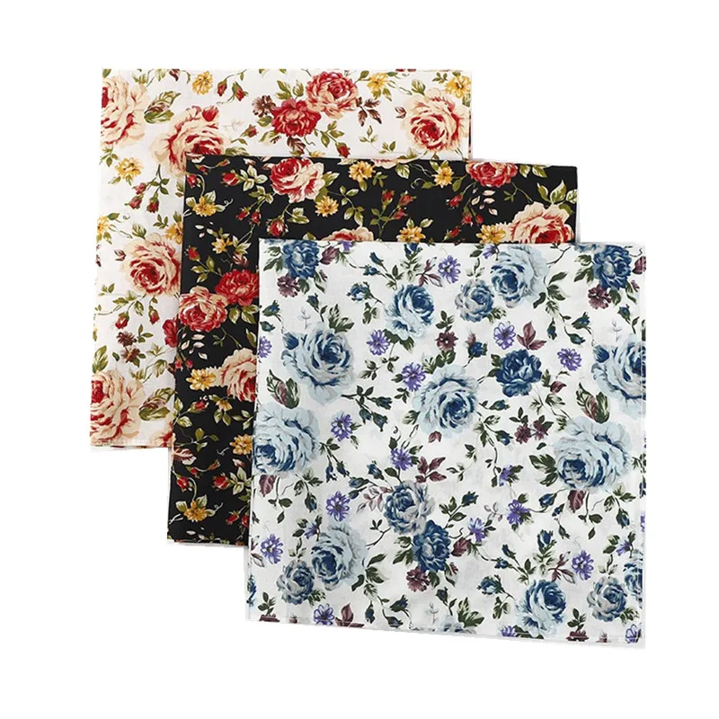 3Pcs 46x46cm 100% Cotton Vintage Flower Printed Japanese Handkerchief Kerchief Bandana For Women Ladies Party Favors