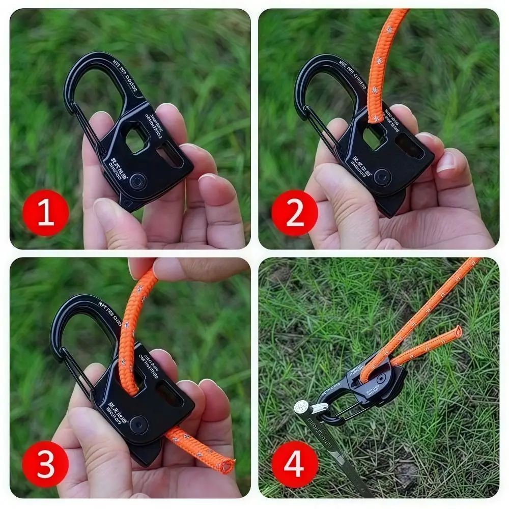 Aluminum Alloy Tent Rope Tensioner 2-10mm Stainless Steel Self Lock Rope Adjuster Portable Anti-Slip Tarp Tightener Outdoor Tool