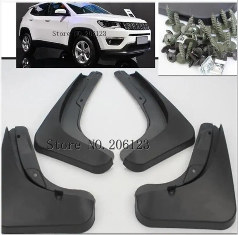 Car Styling for jeep compass 1.4 2017 2018 Accessories Mud Flaps Splash Guards Front Rear Mud Flap Mudguards Fender Black 4pcs