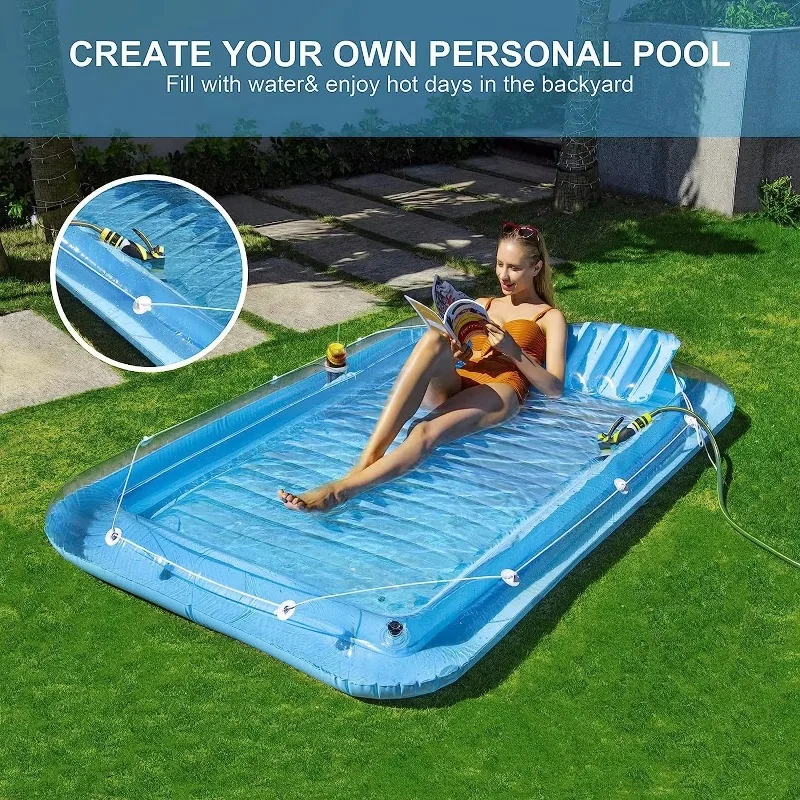 Inflatable Pool Float Lounger Raft Float for Adults with Detachable Pillow Pool Toy for Tanning
