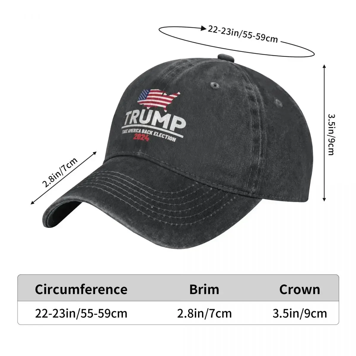 Trump 2024 Take America Back Election Active Baseball Caps Distressed Denim Cap Hat Vintage Outdoor Golf Adjustable Fit Headwear