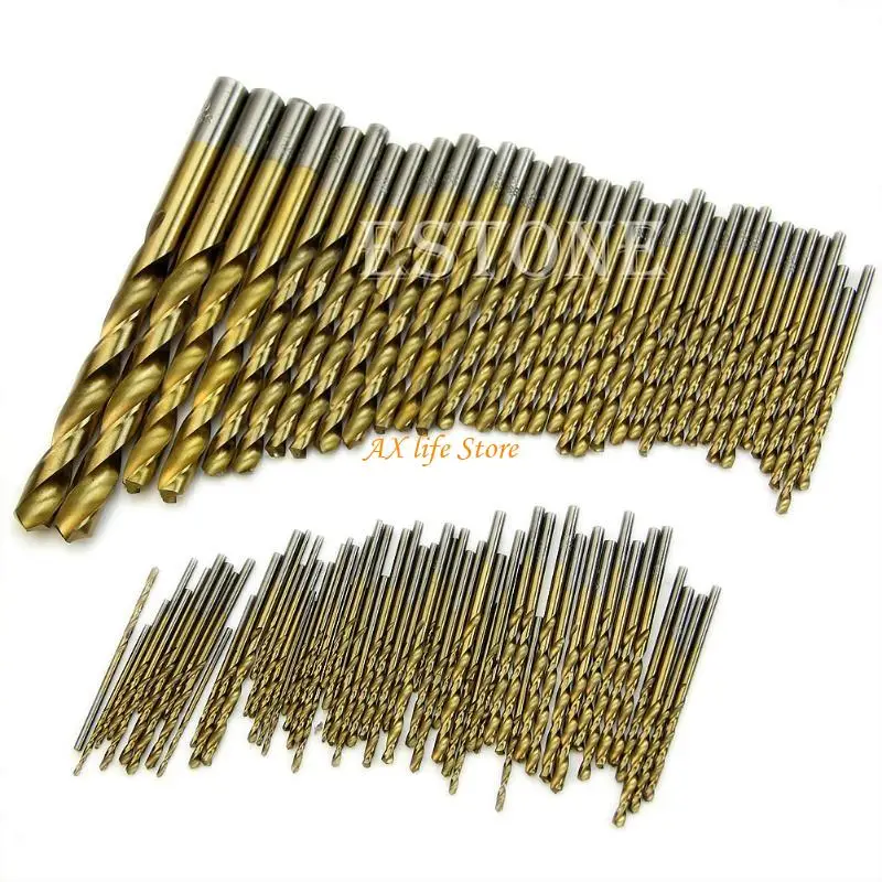 

J2HA Hot 99pcs for Titanium Coated HSS High Speed Steel Drill Bit Set Tool 1.5mm 10