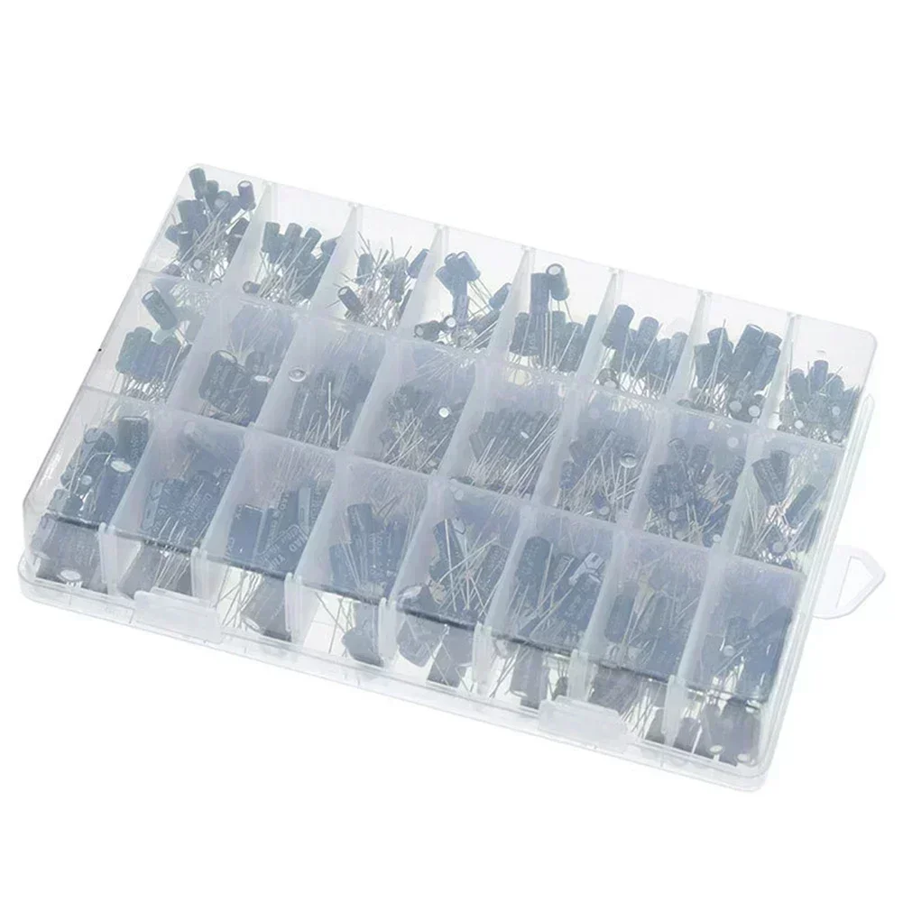 Comprehensive 500pc Radial Electrolytic Capacitor Assortment Kit 0 1uF 1000uF Suitable for Various Electronic Applications
