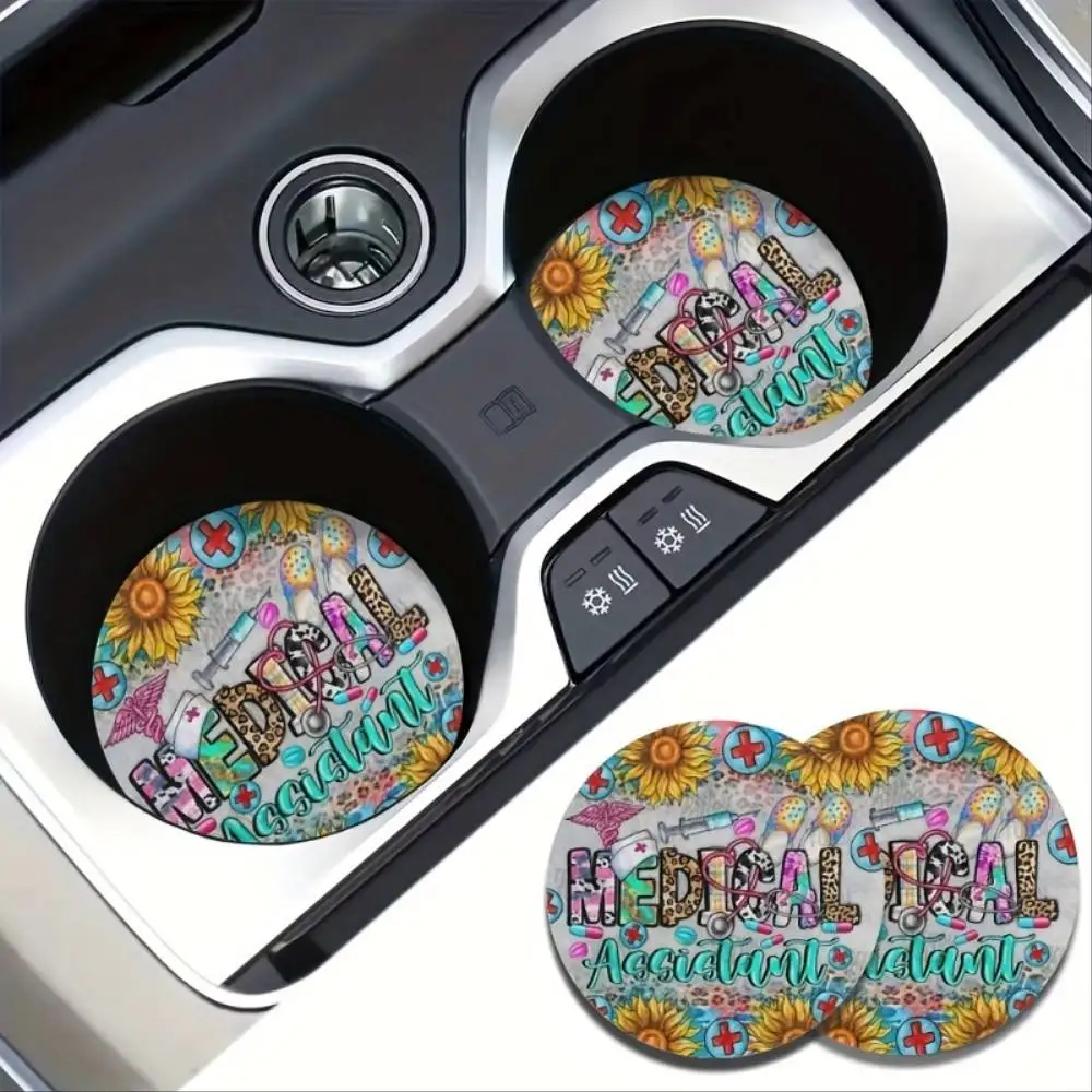 Nurse Blank Car Coasters 2pcs Packaged Easy To Clean & Non-slip