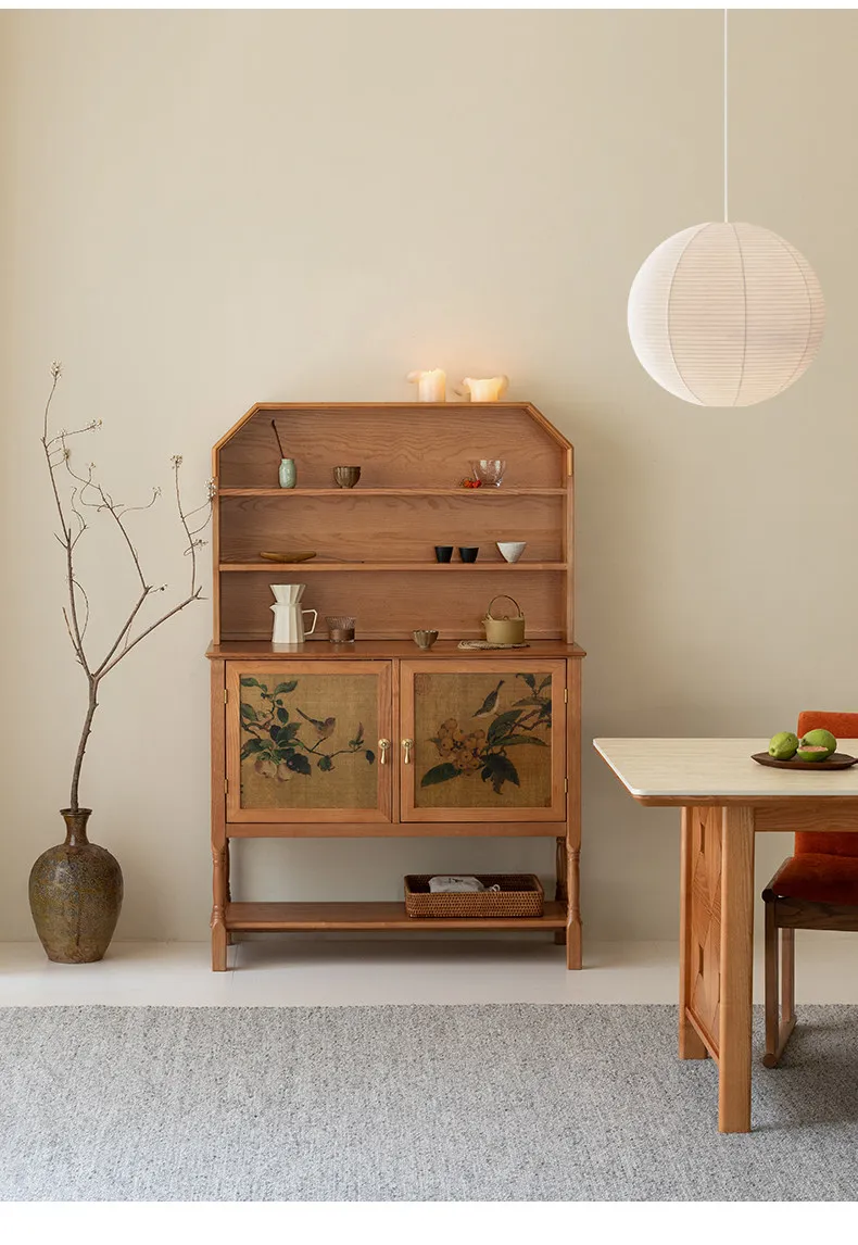 

HYS solid wood tea cabinet, wall-mounted integrated storage cabinet, living room storage cabinet, vintage sideboard