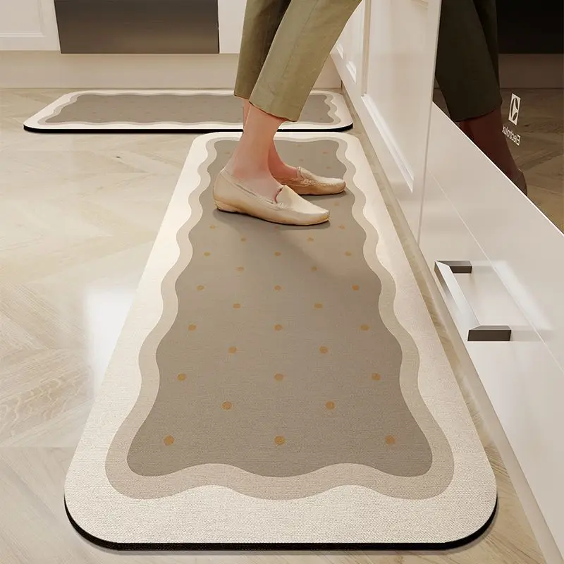 VIKAMA Kitchen Rug Simple Style Water And Oil Absorbent Anti-Slip Easy To Clean For Restaurant Silica Gel  Mat For Home Decor