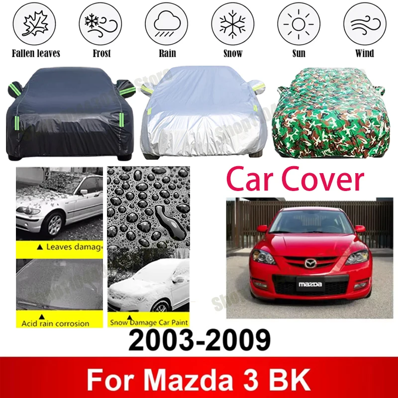 

for Mazda 3 BK 2003-2009 210T Polyester All-Weather Outdoor Car Cover Waterproof Anti-UV Dustproof Exterior Protection