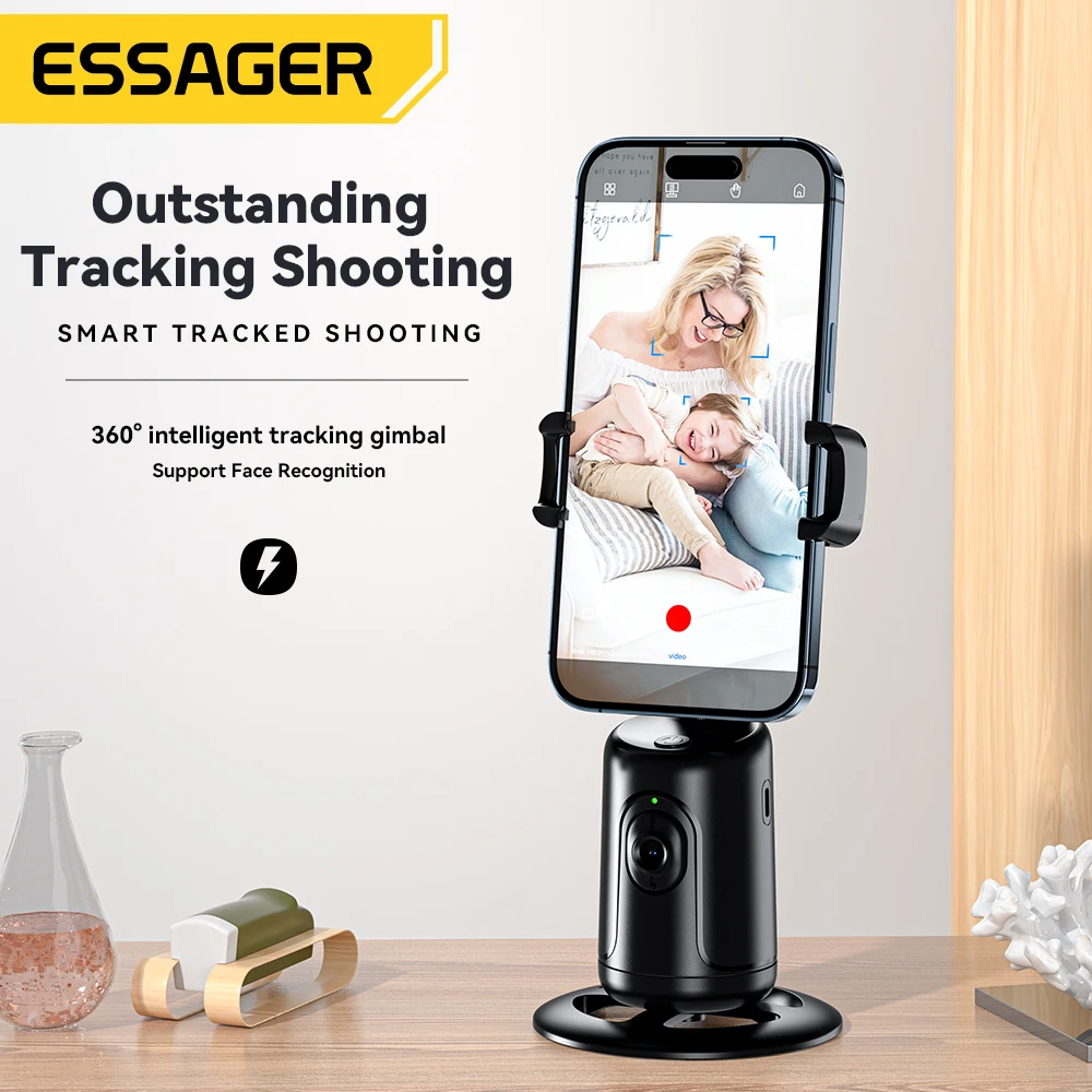 Essager Auto Face Tracking Tripod 360°Rotation AI Smart Shooting Phone Holder for Live Vlog Streaming Video Selfie Stick Gimbal image 2