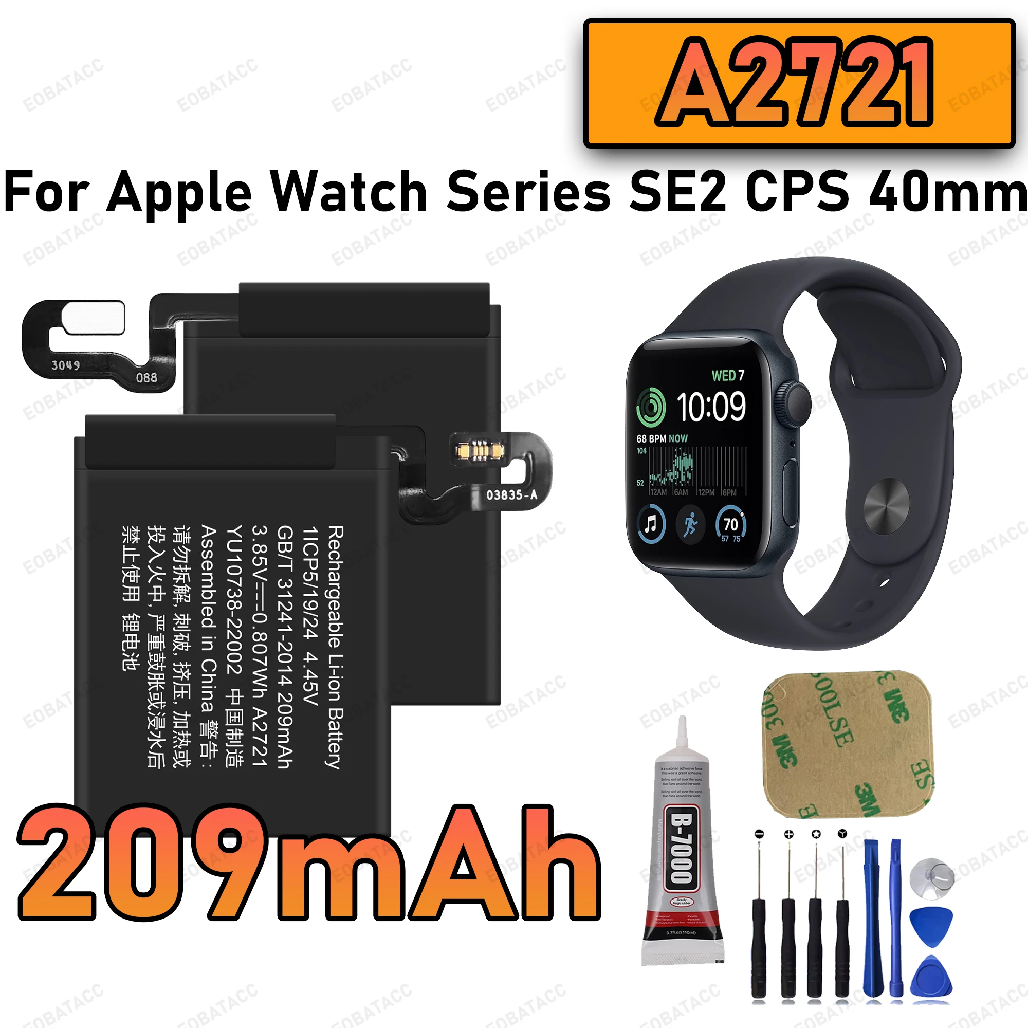 

100% New Zero Cycle Original A2721 Battery For Apple Watch Series SE2 CPS 40MM Smart Watch Bateria+Free Tools