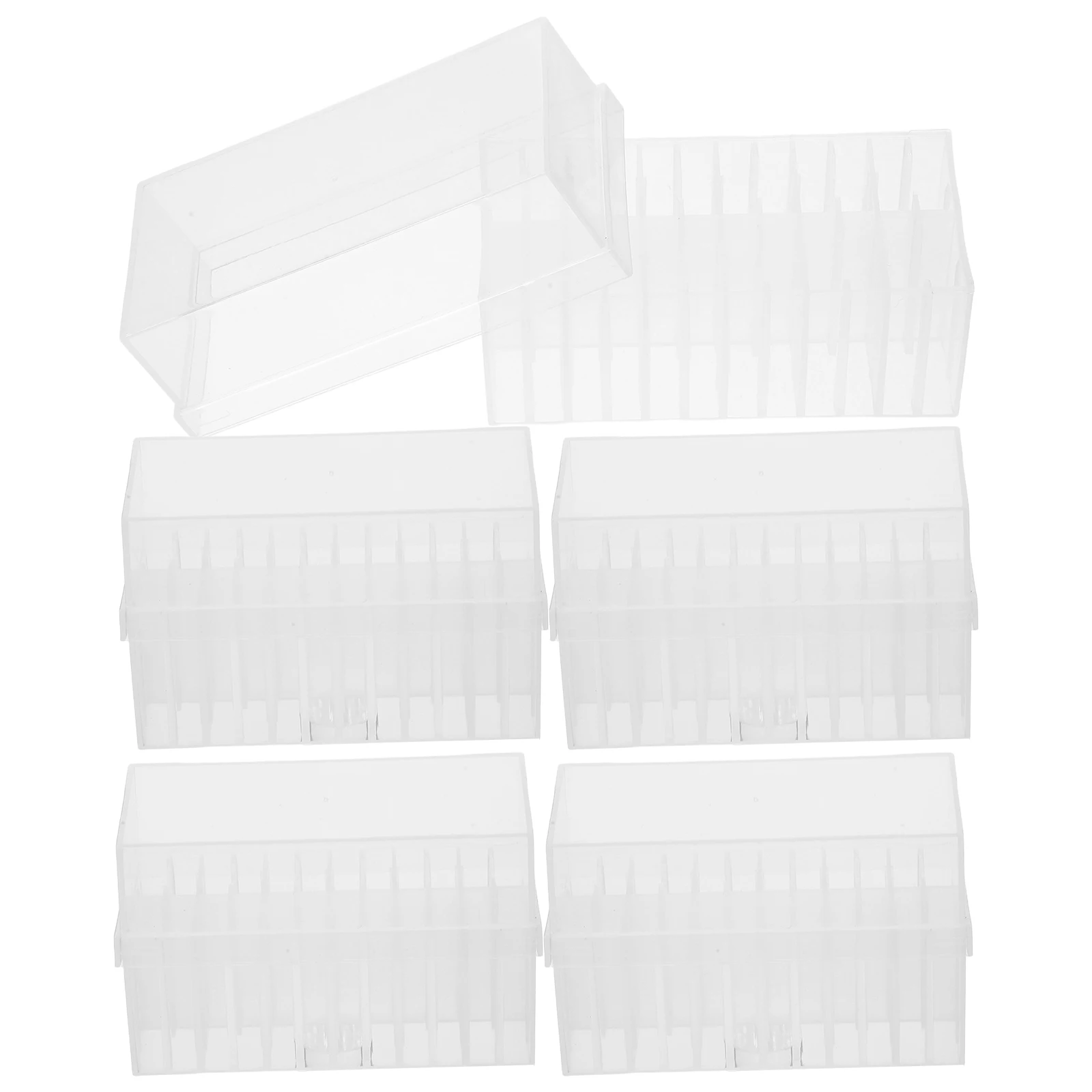 

5pcs Freezer Vial Holder Lab Canister Bins Small Storage Container Transparent Lid Resistant Multi Compartment
