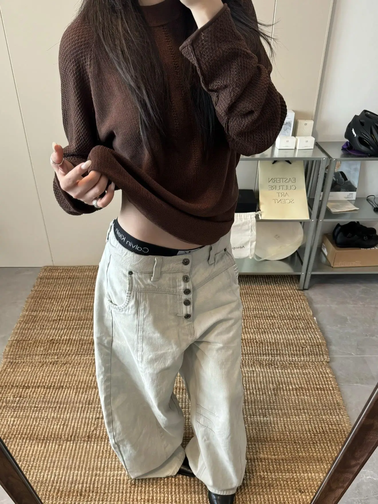 

Широкие джинсы на пуговицах в американском стиле ретро, мужские повседневные свободные брюки, модные универсальные удобные джинсовые брюки High Street Sle