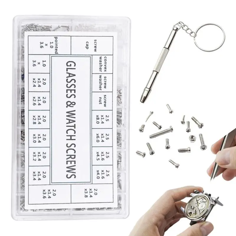 Eyeglass Repair Kit Screws And Nuts For Sunglasses Maintenance Screwdrivers Set Keychain Glasses Repair Set For Watch Clock Cell