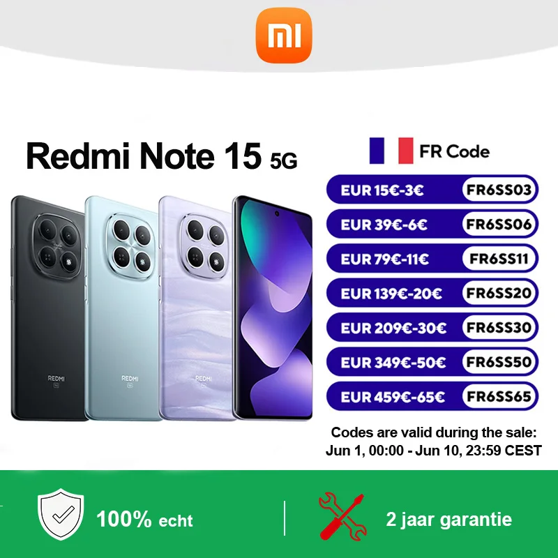 Xiaomi Redmi Note 15 5G Global Version Smartphone Battery 5520mAh camera Super clear 108MP amoed screen FHD + NFC