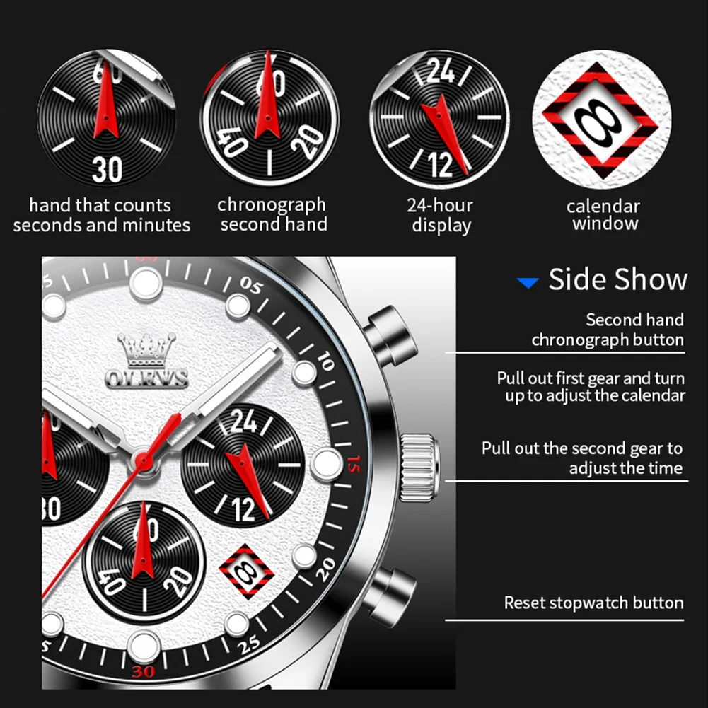 OLEVS 5602 New Sport Chronograph Quartz Watch For Men Waterproof Date Silicone Strap Male Watches Top Brand Fashion Hand Clock