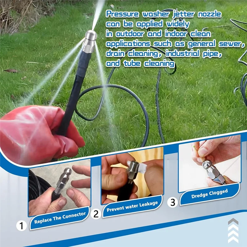 

A53Q-Sewer Jet Nozzle Kit For Pressure Washer, Pipe System, 5000Psi,1/4 Quick Connect