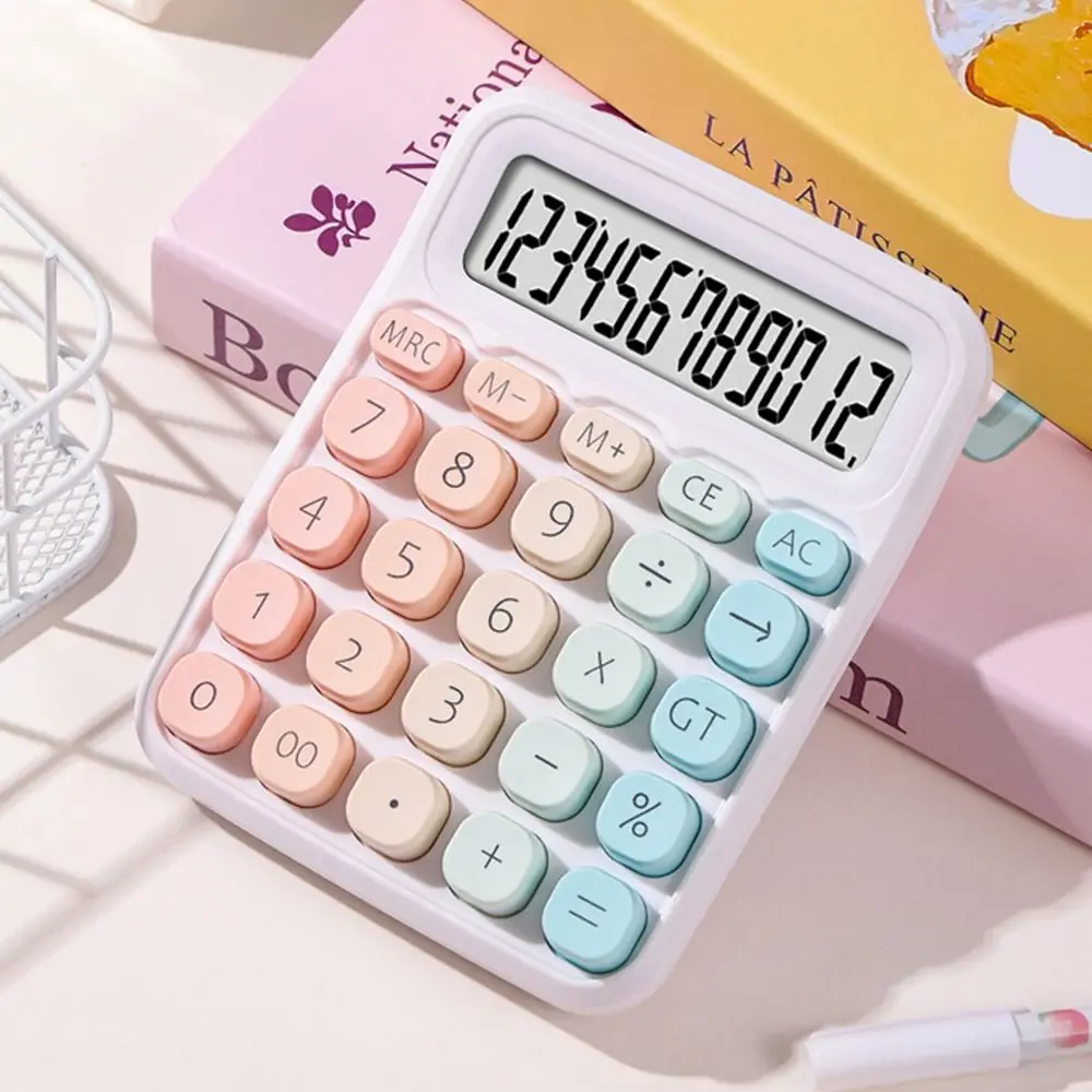 

Cute 12 Digits Calculator Candy Color Large LCD Display Finance Calculator Practical Battery Operated Student Calculator