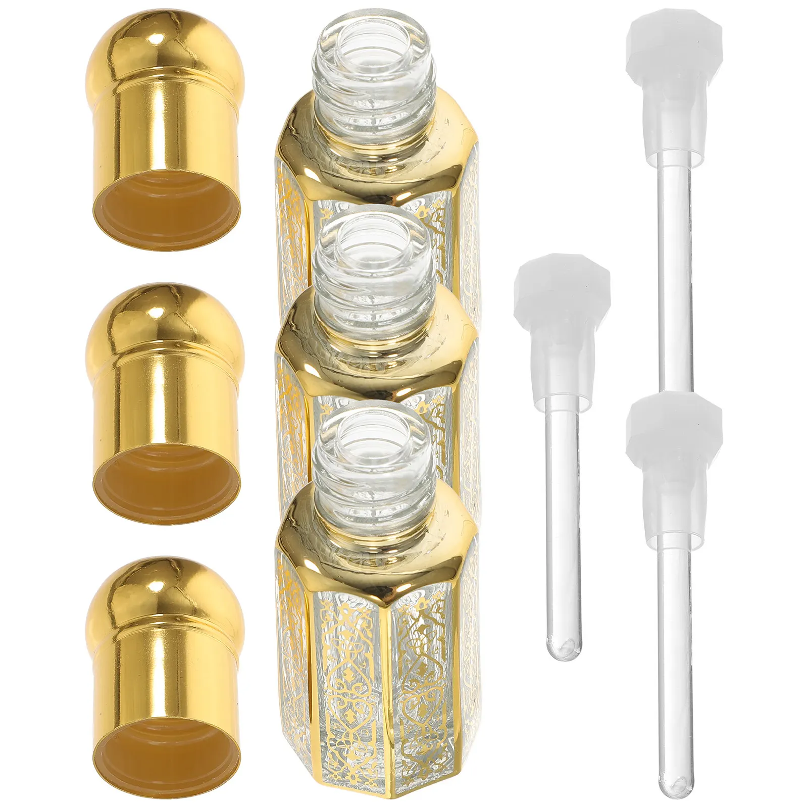 3pcs Empty Glass Roller Bottles with Bead Roller for Essential Oil, Perfume, Face & Body Oil Refill