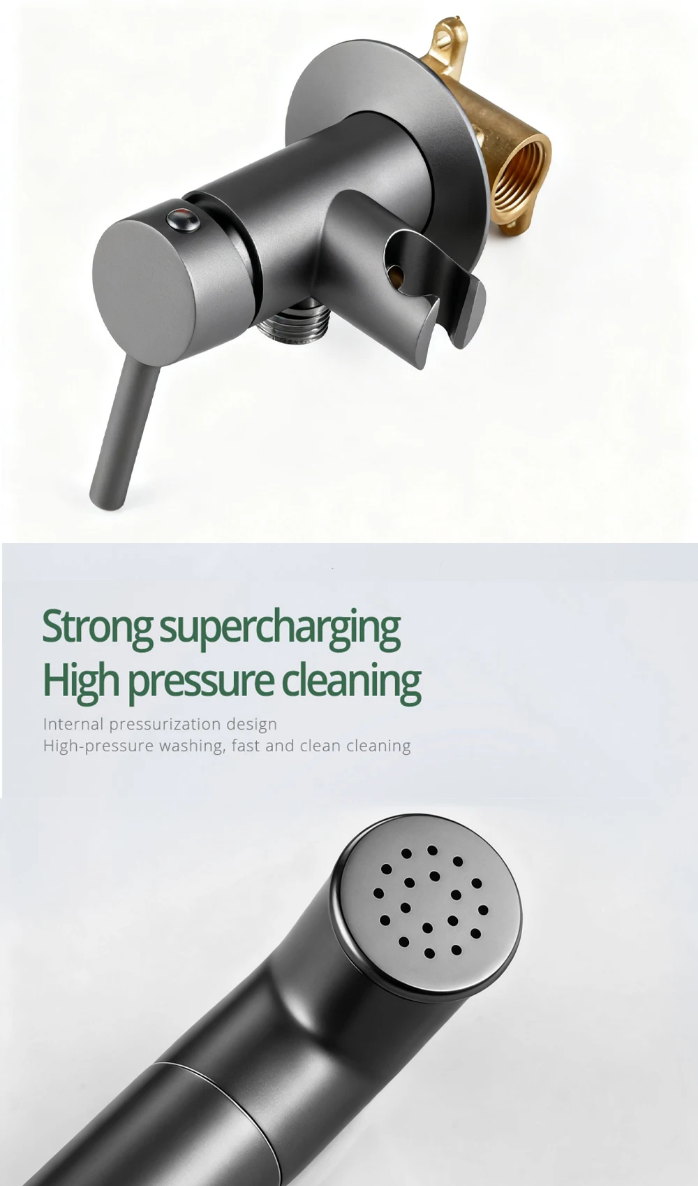 Solid Brass Brushed Rose Gold Bidet Sprayer Faucet Wall Mount Bathroom Mixer with Hose Hand-held Hot Cold Water