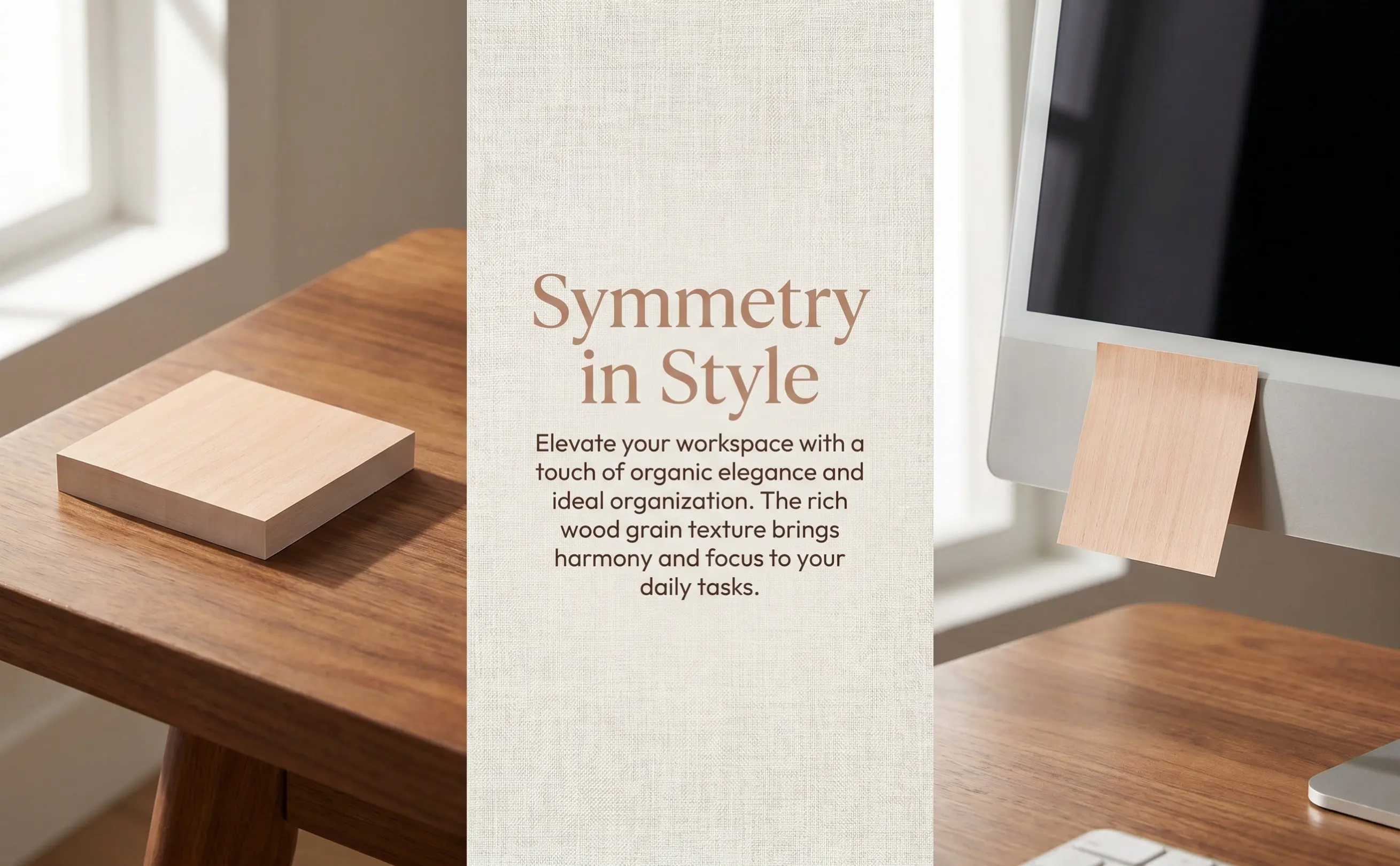100Sheets Wood Grain Self-Stick Memo Pads Elegant Natural Design Strong Hold Clean Removal Memo Note Pads for Office School