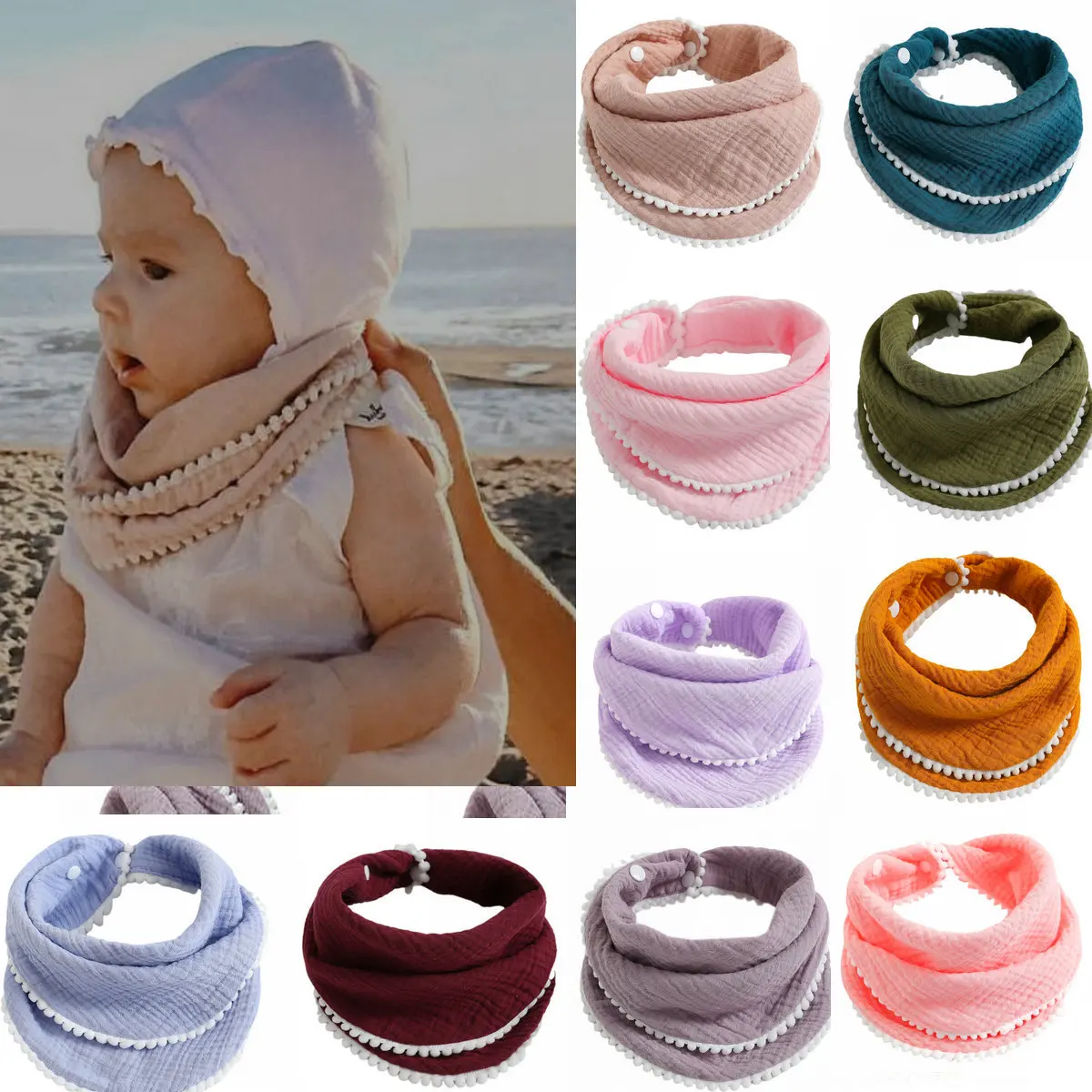 Bavaglini per neonati Panni per ruttini per neonati Roba per bambini Alimentazione Bava Bandana Asciugamano per saliva Bavaglino per bambini Accessori per neonati Dropshipping