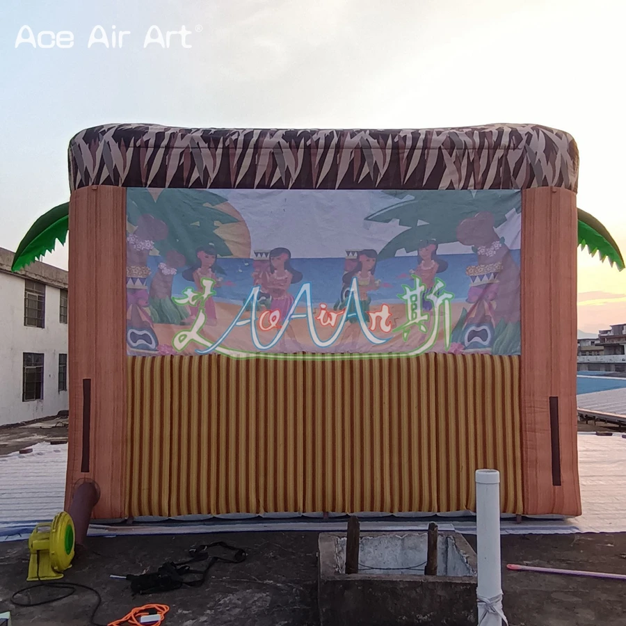 Inflatable Tiki Bar with Air Blower for Commercial Trade Show, Coconut Tree Booth, Juice Stall, Beautiful, Made in China