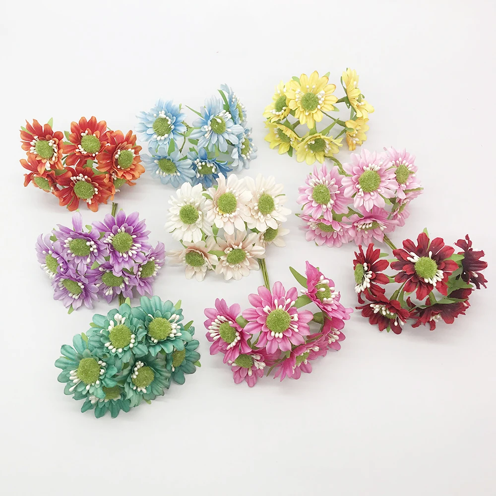 

Packed silk daisies gerbera stamens bouquet christmas decorations home living room wedding DIY gift candy box artificial flowers