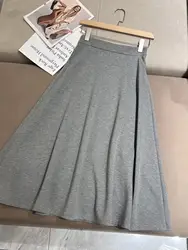 Autumn Women's Skirts Cotton Elastic Waist A-line skirt