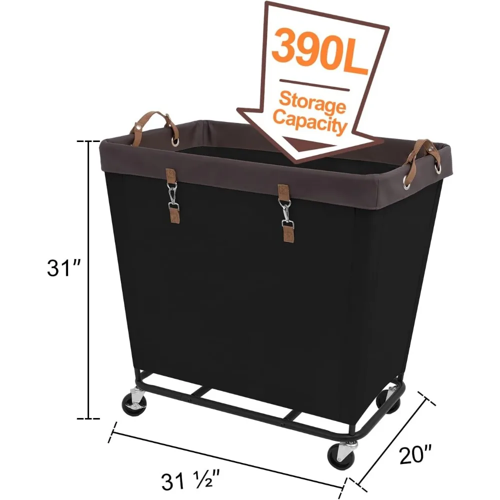 سلة غسيل دوارة كبيرة جدًا بعجلات، سلة تنظيم الملابس للفنادق، حل تخزين الملابس القذرة #2