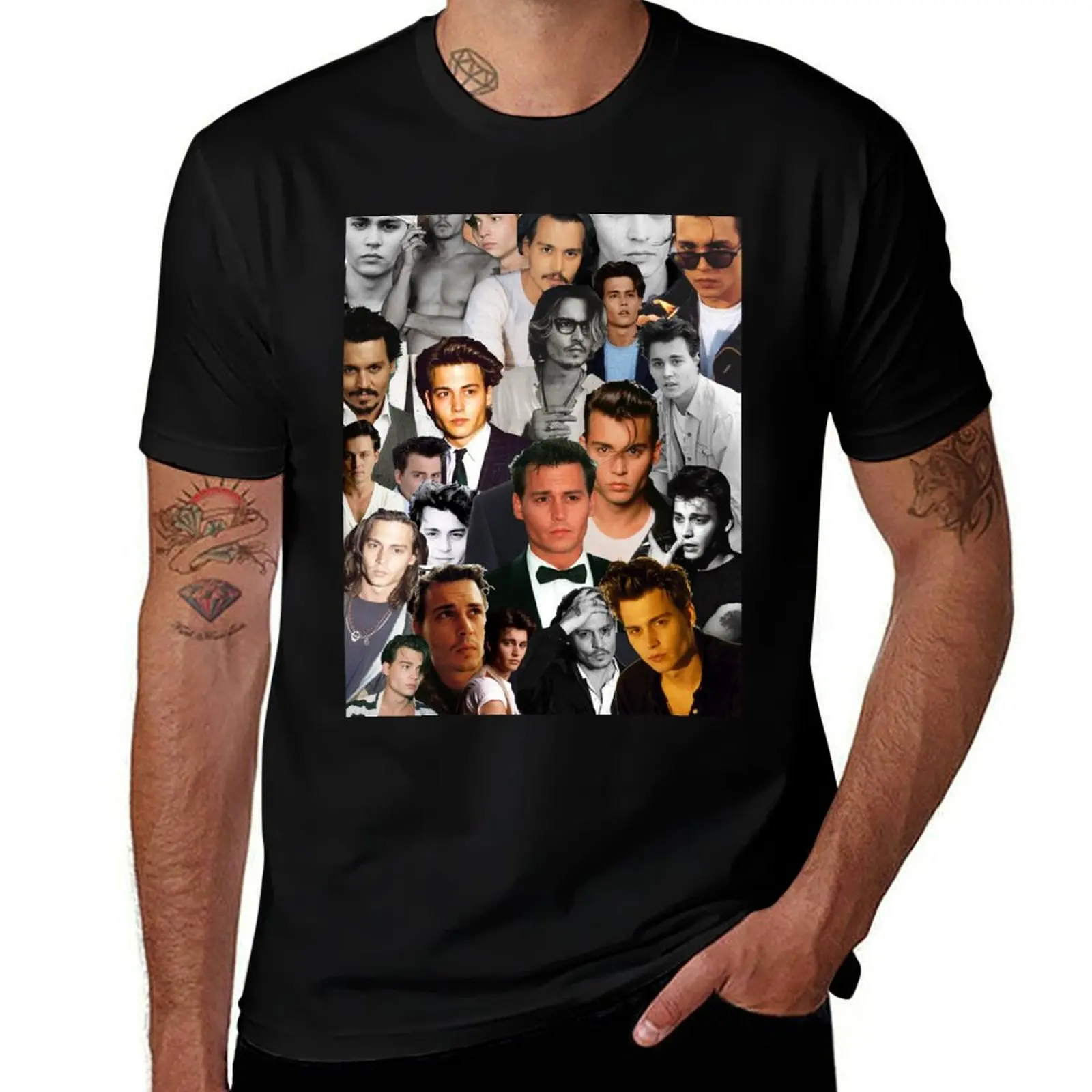 Johnny Depp Collage T-Shirt Short sleeve tee anime tees mens white t shirts