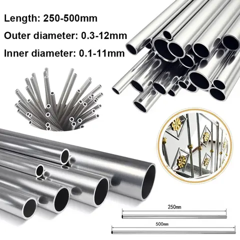 1-10pcs 304 스테인레스 스틸 원형 모세관 1-12mm 원활한 직선 튜브 원형 모세관 튜브 길이 250/500mm 모세관