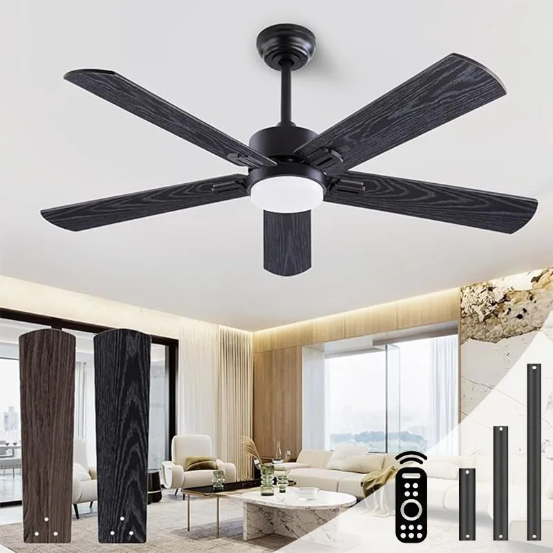 Dual Color Blade Ceiling Fan Light Silent High Wind Speed Remote Control Electric Fan Living Room Dining Room Ceiling Fan Light