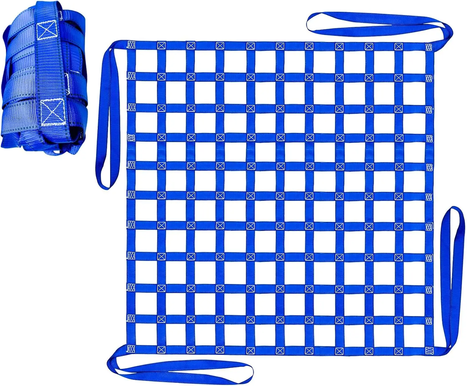 

Heavy Duty Cargo Lifting Net 1212LBS, 4.92'x4.92' Safety Straps for Hoist, Blue Square Mesh