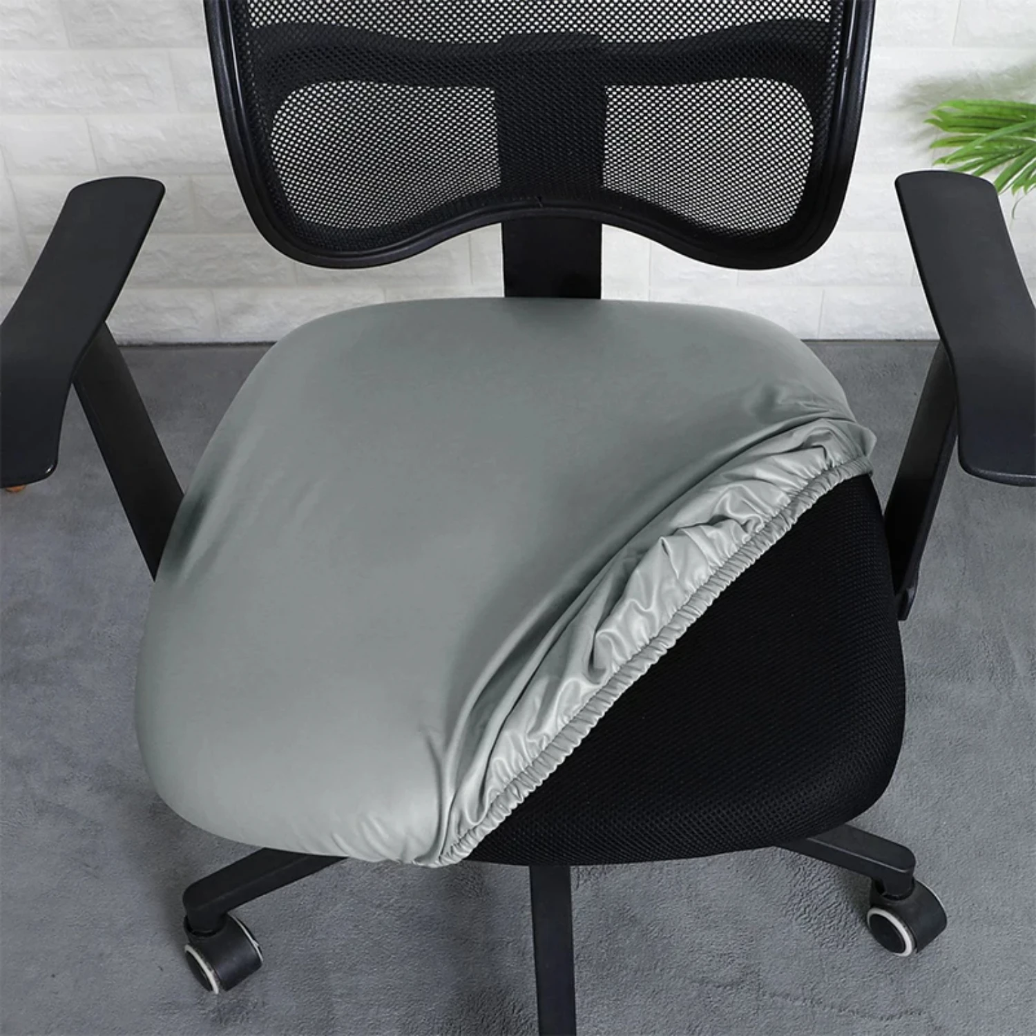 Waterproof PU Leather Elastic Anti-slip Seat Cover with Oil Resistant Removable Cushion for Office Chair Forros para sofas