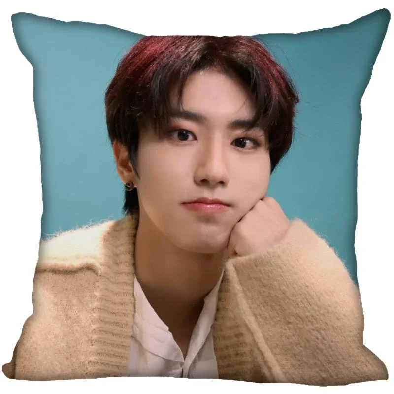 New Han Jisung KPOP Pillow Cover Bedroom Home Office Decorative Pillowcase Square Zipper Pillow Cases 45X45CM Satin Soft No Fade