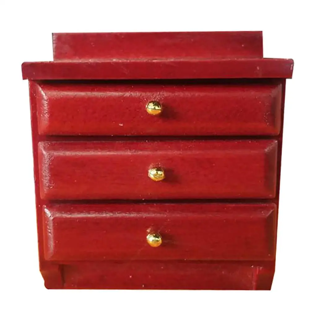 Birch Bedside Table Miniature Dollhouse Furniture Bedroom Decoration for 1