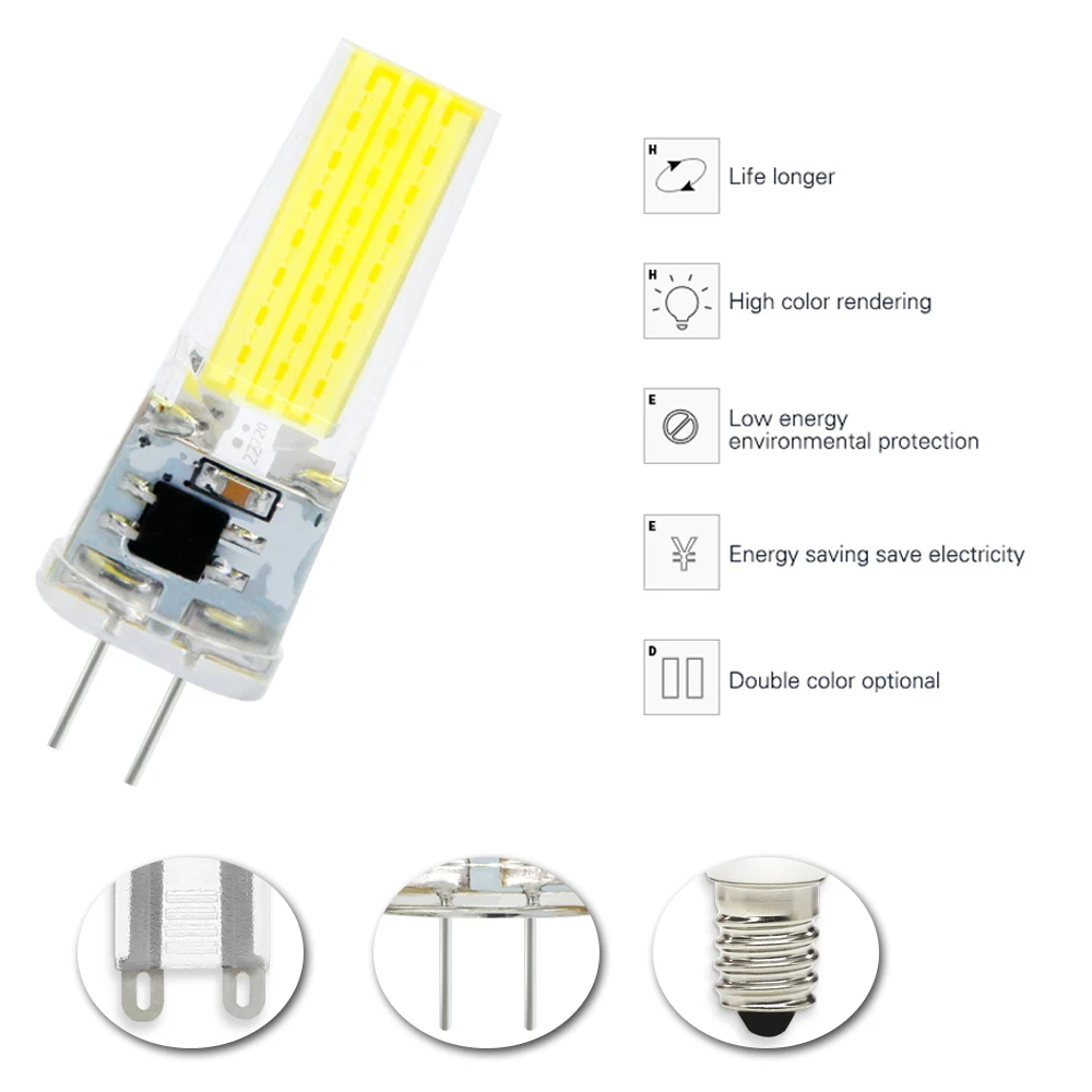 Imagem -05 - Led Light Bulb 12v 220v ac dc 3w 6w Cob Conduziu a Lâmpada Holofotes para Iluminação Lustre Iluminação Substituir 30w 60w Halogênio 10 Peças Lote E14 g4 g9