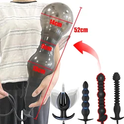 Folding Inflatable Anal Plug Super Huge BDSM Inflate Buttplug Expandable Dildo Pump Anal Dilator For Women/Men Vaginal Anal Toys