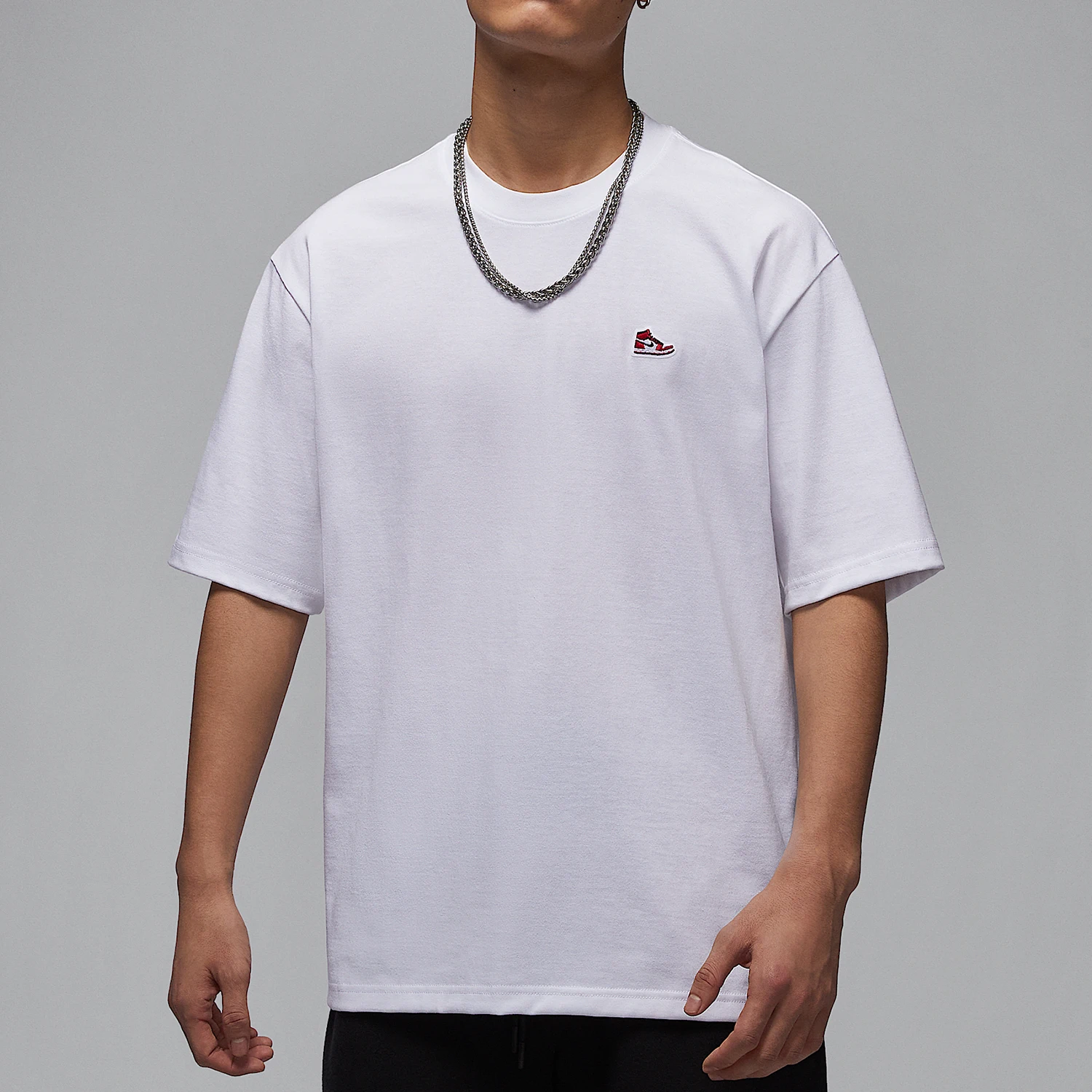 Camiseta masculina oficial Nike JORDAN solta respirável com gola redonda de manga curta HJ2327-100