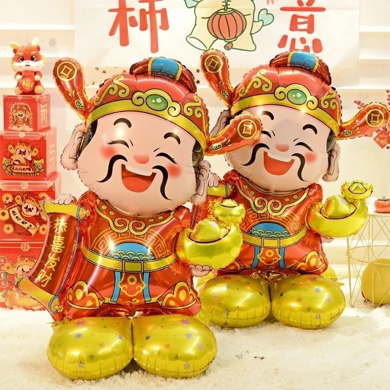 2026 Spring Festival Chinese New Year Large Stand Balloon God of Wealth Balloons Lion New Year Decoration