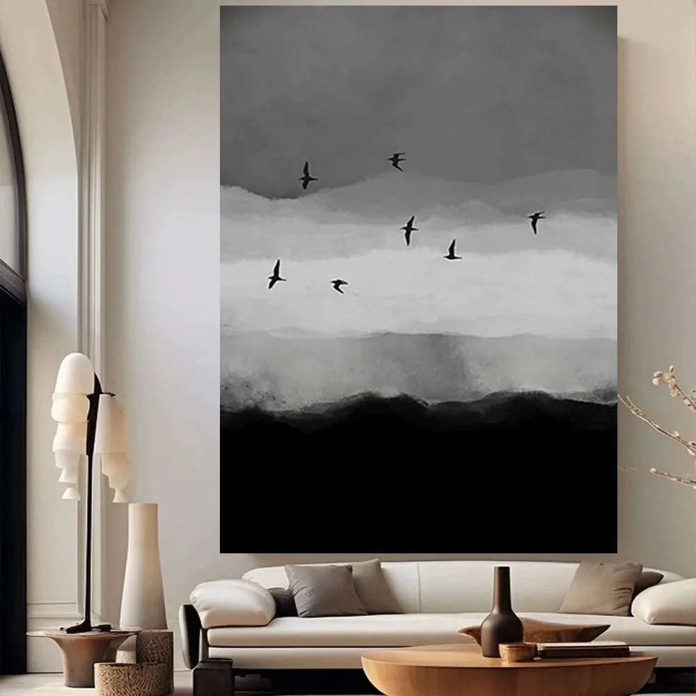 100% رسمت باليد الحديثة عرض البحر قماش صورة رائعة مجردة مشهد النفط اللوحة الشمال جدارية ديكور غرفة المعيشة المنزل