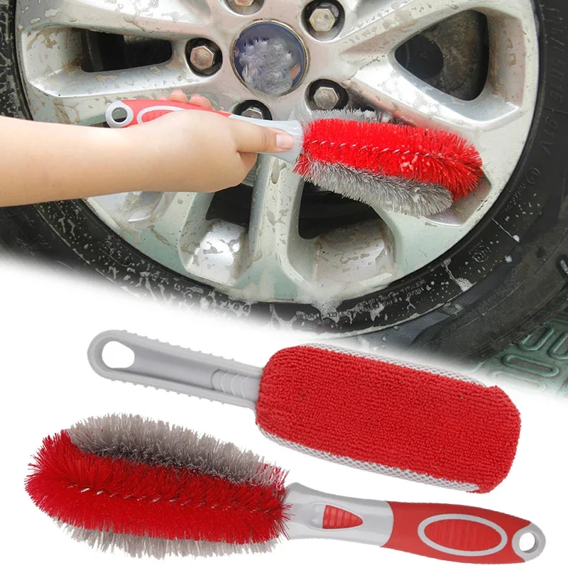 Multifunctional Car Air Vent Cleaning Brush Steel Ring Dead Center Cleaning Non-slip Rubberized Handle Car Cleaning Tool