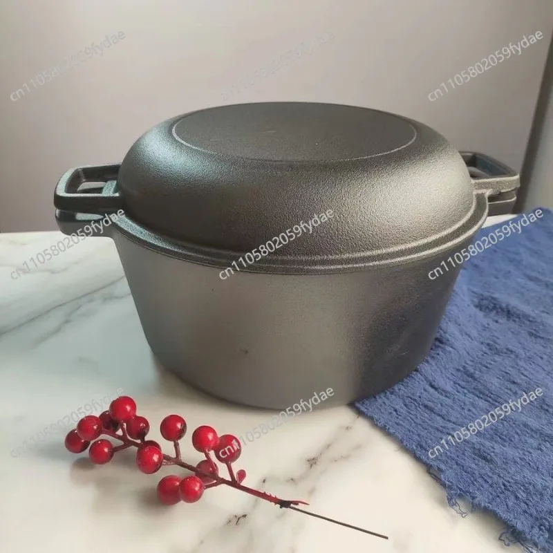 26Cm Cast Iron Pan with Frying Pan Lid Multi-function Oven Family