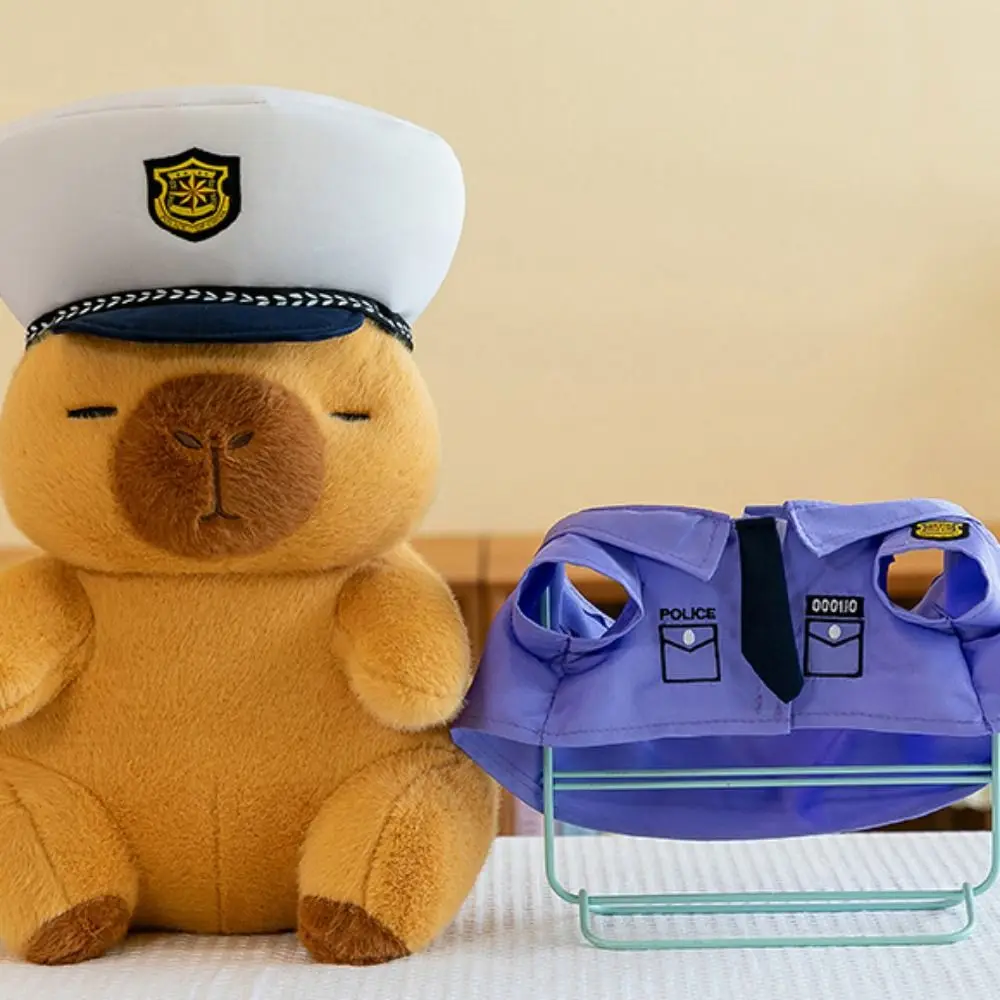 Capybara Police Capybara Doll Simulation Cloth Doll Simulation Capybara Ornaments Cute Doll Soft Animals Plush Toy Christmas Toy