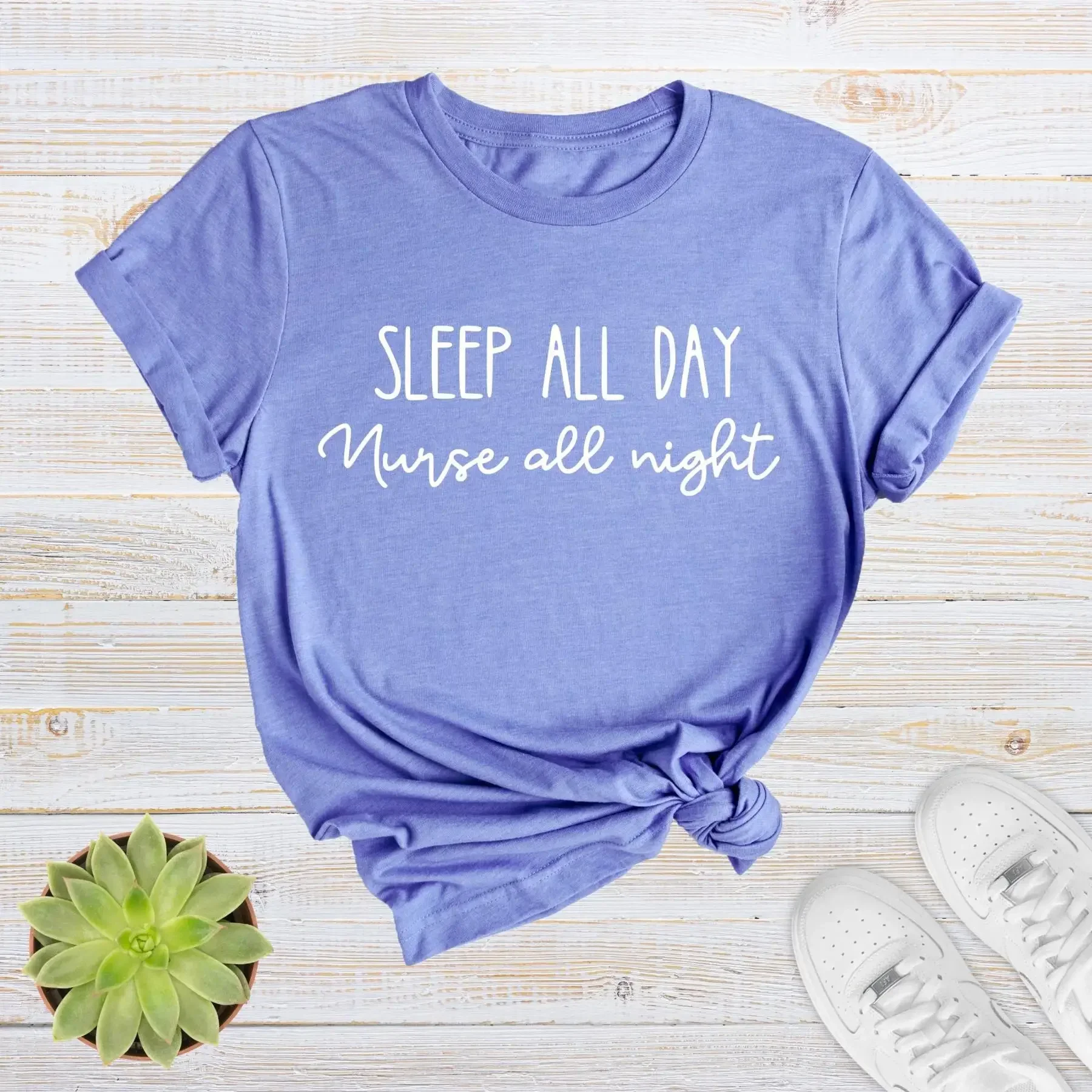 Sleep All Day Nurse NighT T Shirt Funny Student Grad Birthday Nursing School